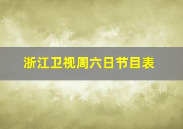 浙江卫视周六日节目表