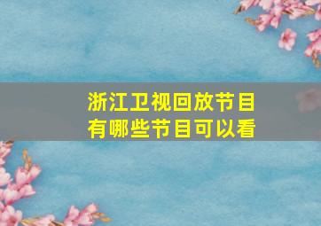 浙江卫视回放节目有哪些节目可以看