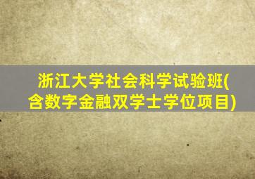 浙江大学社会科学试验班(含数字金融双学士学位项目)