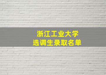 浙江工业大学选调生录取名单