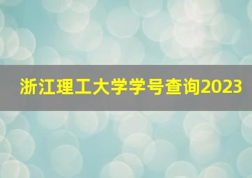 浙江理工大学学号查询2023