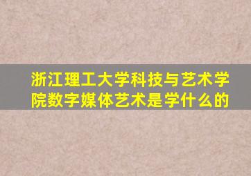 浙江理工大学科技与艺术学院数字媒体艺术是学什么的