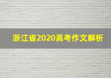 浙江省2020高考作文解析