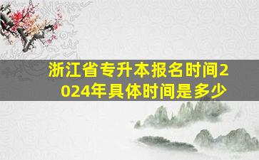 浙江省专升本报名时间2024年具体时间是多少