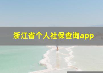 浙江省个人社保查询app