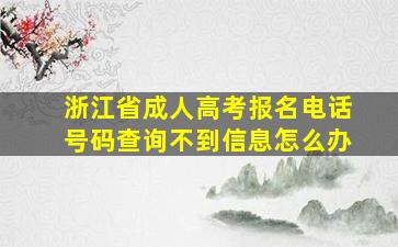 浙江省成人高考报名电话号码查询不到信息怎么办