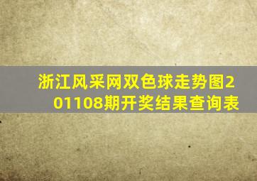 浙江风采网双色球走势图201108期开奖结果查询表