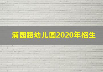 浦园路幼儿园2020年招生