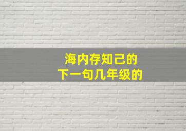 海内存知己的下一句几年级的