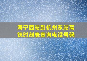 海宁西站到杭州东站高铁时刻表查询电话号码