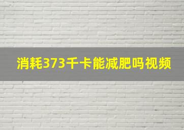 消耗373千卡能减肥吗视频