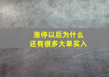 涨停以后为什么还有很多大单买入