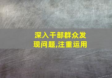 深入干部群众发现问题,注重运用