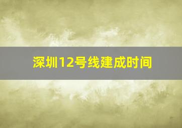 深圳12号线建成时间