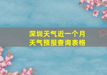 深圳天气近一个月天气预报查询表格