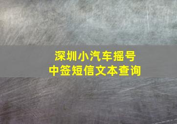 深圳小汽车摇号中签短信文本查询