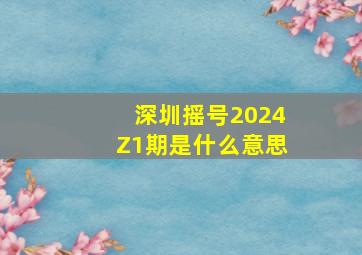 深圳摇号2024Z1期是什么意思