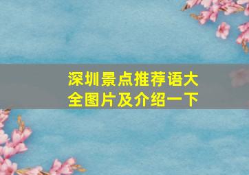 深圳景点推荐语大全图片及介绍一下