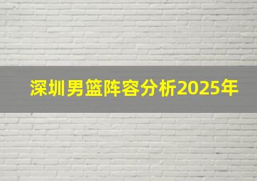 深圳男篮阵容分析2025年