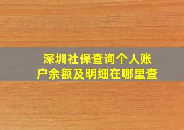 深圳社保查询个人账户余额及明细在哪里查