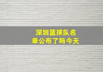 深圳篮球队名单公布了吗今天