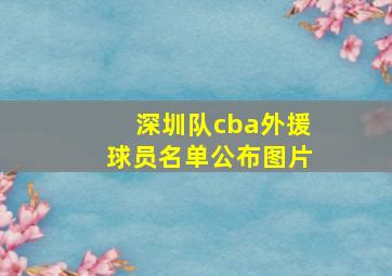 深圳队cba外援球员名单公布图片