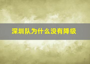 深圳队为什么没有降级