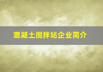 混凝土搅拌站企业简介