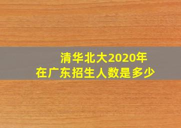 清华北大2020年在广东招生人数是多少