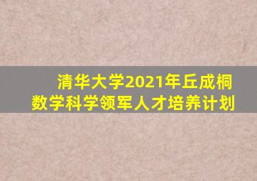 清华大学2021年丘成桐数学科学领军人才培养计划