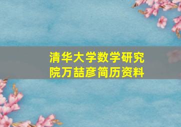 清华大学数学研究院万喆彦简历资料