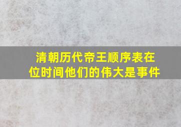 清朝历代帝王顺序表在位时间他们的伟大是事件