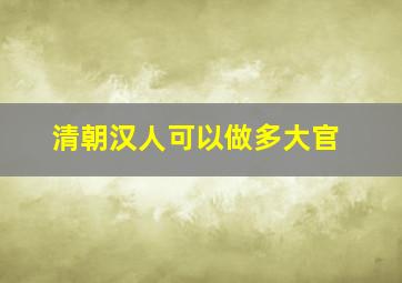 清朝汉人可以做多大官