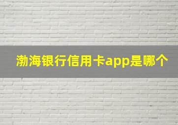 渤海银行信用卡app是哪个