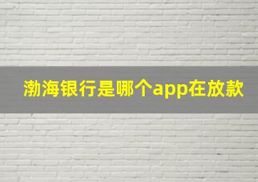 渤海银行是哪个app在放款