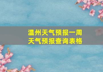 温州天气预报一周天气预报查询表格