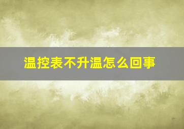 温控表不升温怎么回事