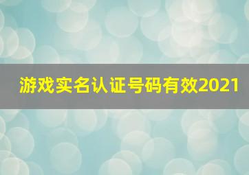 游戏实名认证号码有效2021