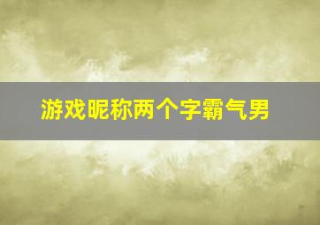 游戏昵称两个字霸气男