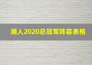 湖人2020总冠军阵容表格