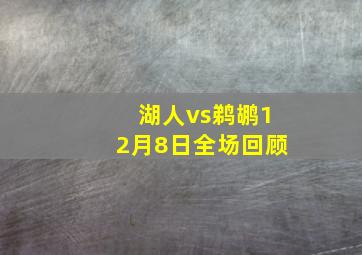 湖人vs鹈鹕12月8日全场回顾