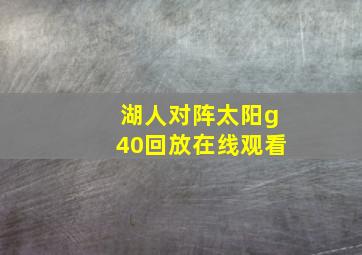 湖人对阵太阳g40回放在线观看