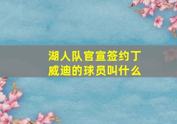 湖人队官宣签约丁威迪的球员叫什么