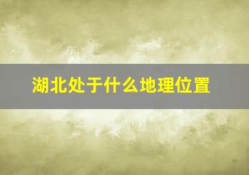 湖北处于什么地理位置