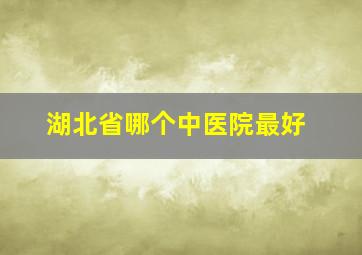 湖北省哪个中医院最好