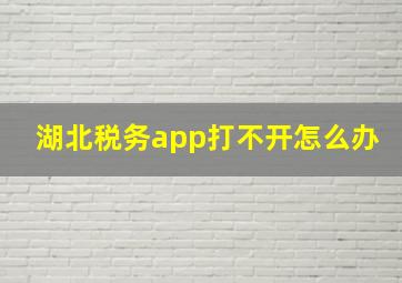 湖北税务app打不开怎么办