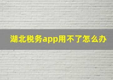 湖北税务app用不了怎么办