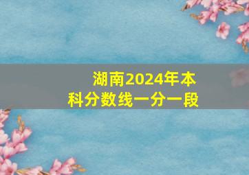 湖南2024年本科分数线一分一段