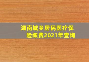 湖南城乡居民医疗保险缴费2021年查询