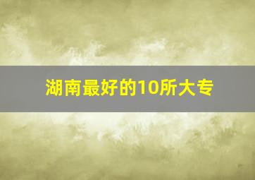 湖南最好的10所大专